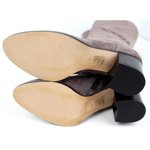 M Grigiarancio BROWN TAUPE GENUINE SUEDE LEATHER 3" HEEL FULL ZIP SIDE BOOTS 38 - Picture 5 of 9